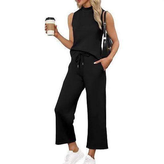 Sleeveless Top & Wide Leg Cropped Pants Set