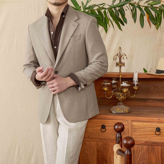 Natural Linen Half Lining Thin Breathable Suit Jacket