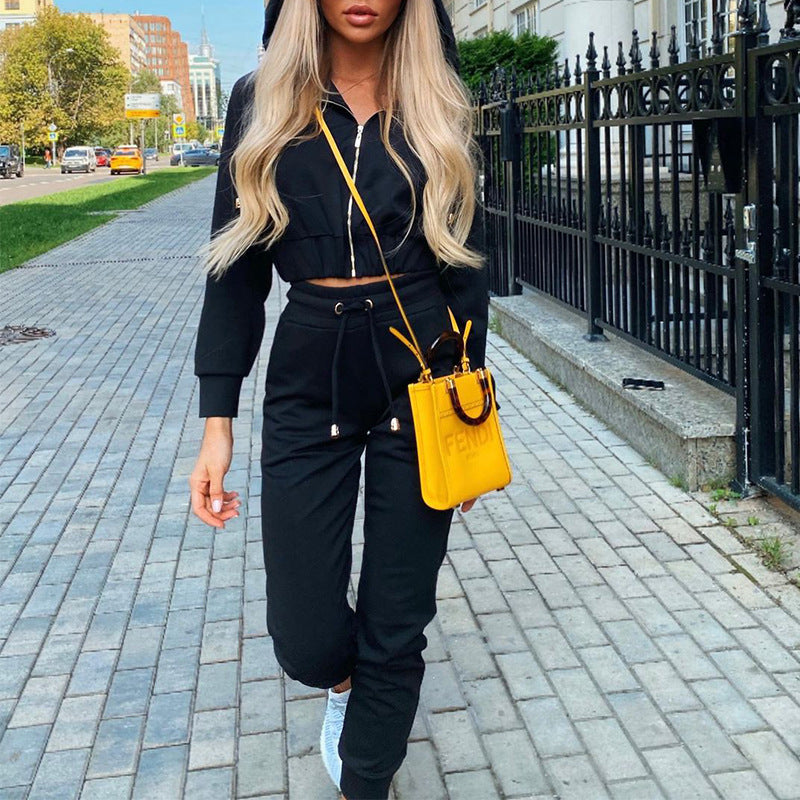 Casual Zipper Hooded Sports Suit