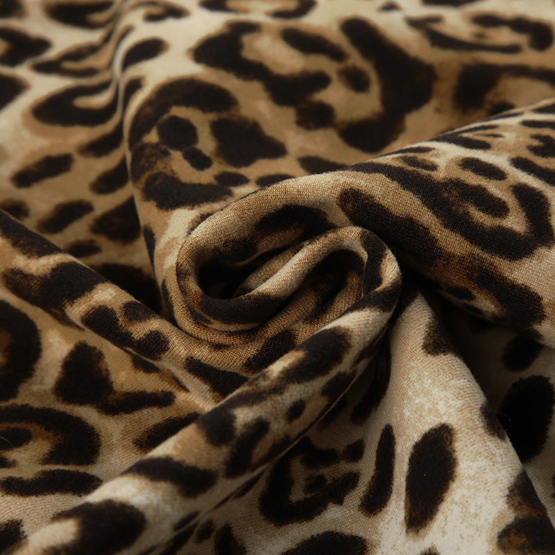 Leopard Print Lace Halter Lace-up Camisole