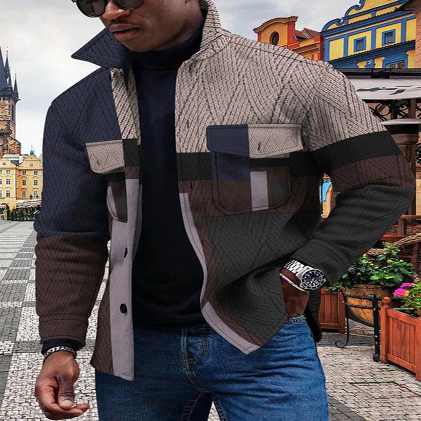 Men's Patchwork Coat