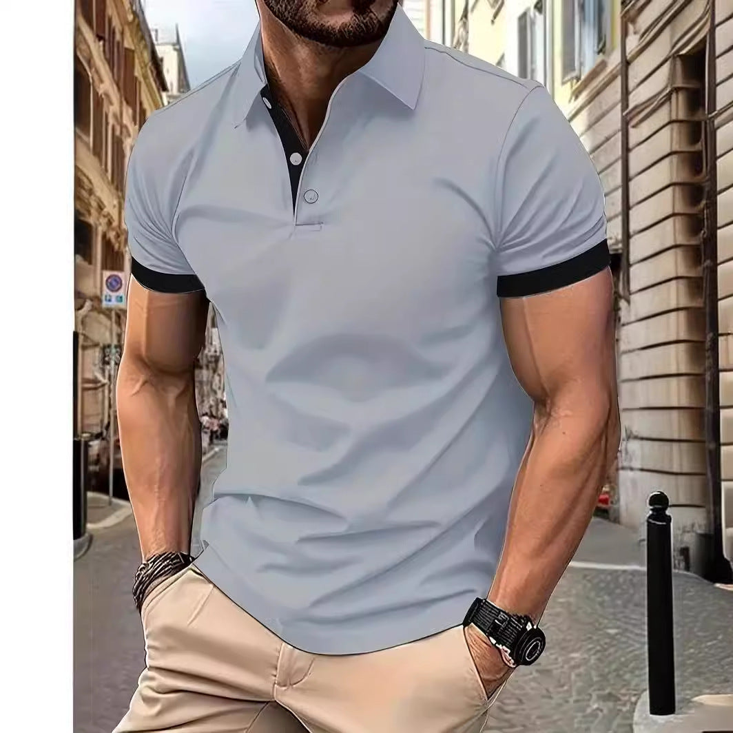 Men's Polo Solid Color Lapel Short Sleeve Shirt