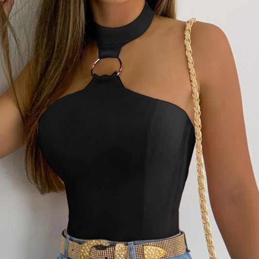 Round Collar Halter Sleeveless Top