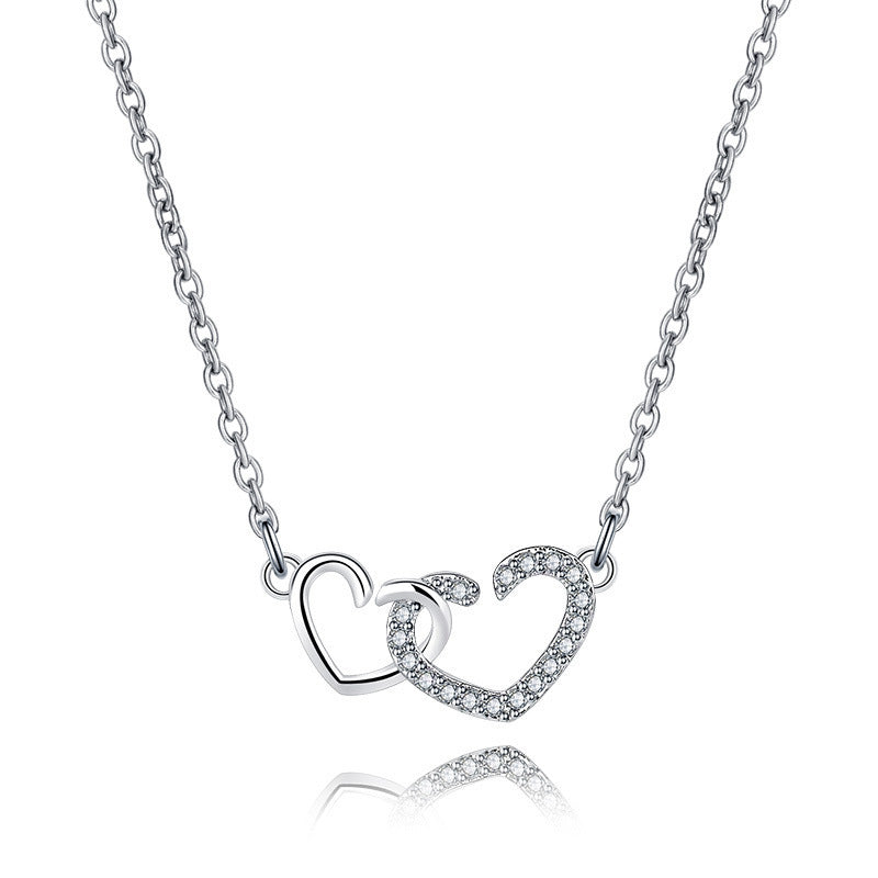Double Heart Necklace Clavicle Chain