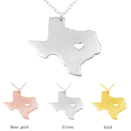 Texas State Heart Stainless Steel Necklace