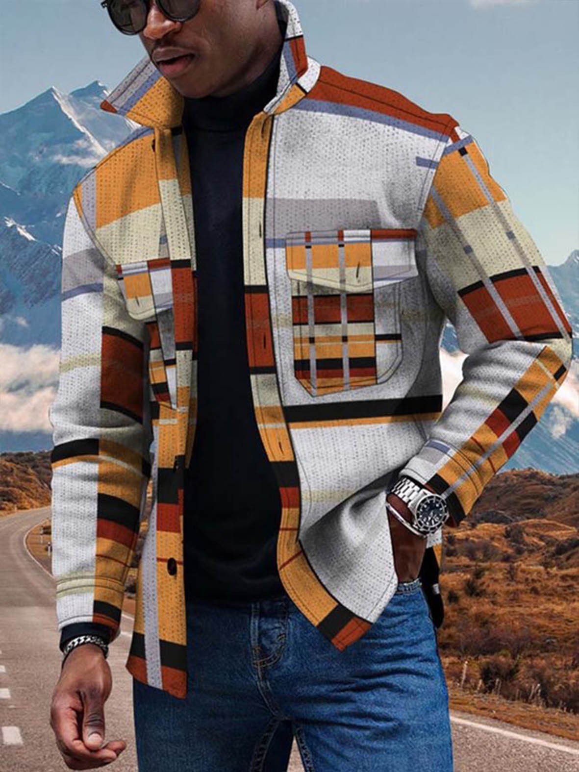 Men's Patchwork Coat