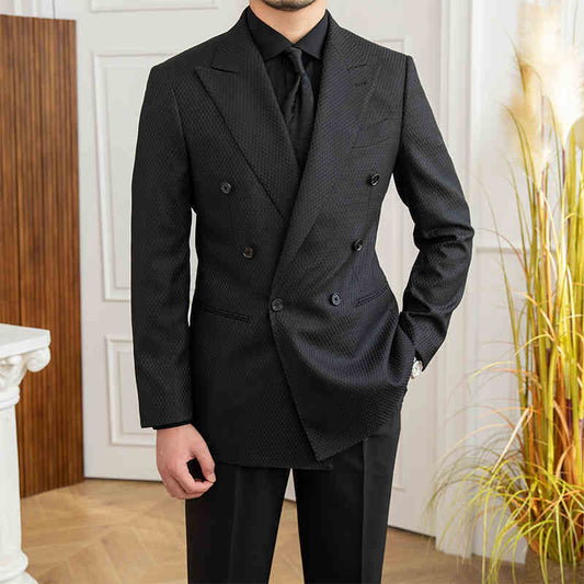 Texture Black Plaid Suit