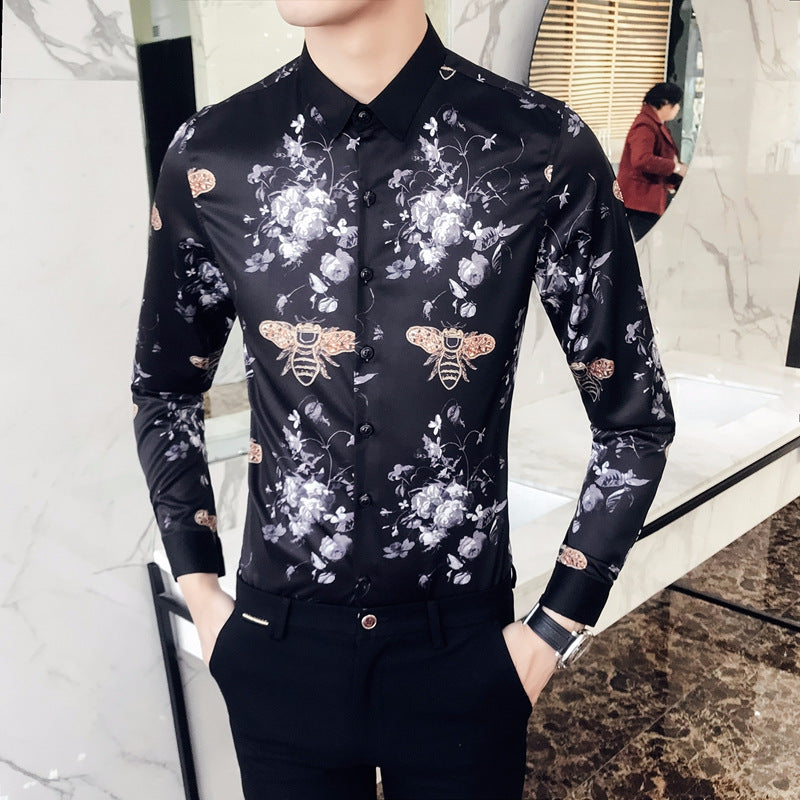 Designer Shirts Printed Men's Long-sleeved Shirts