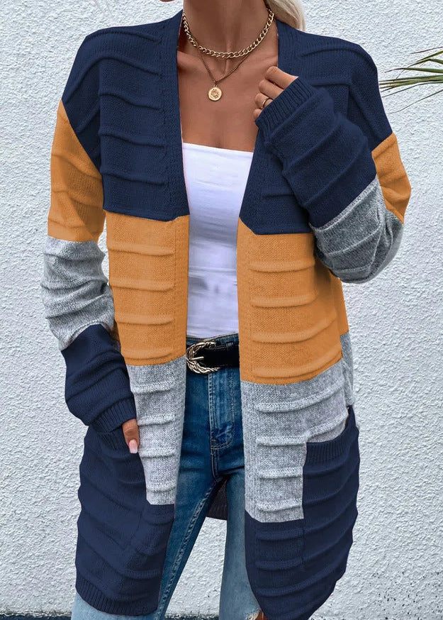 Tri-Color Comfy Style Cardigan
