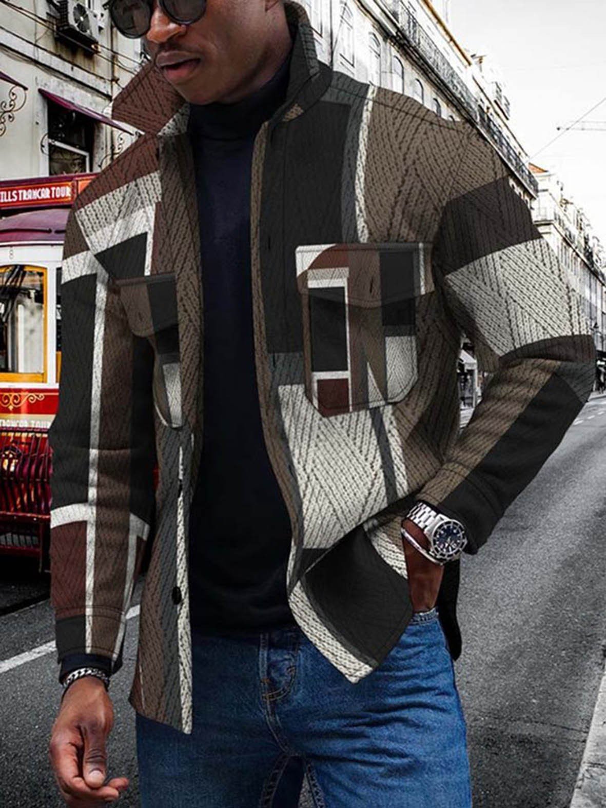 Men's Patchwork Coat