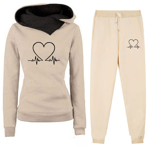 Women's Fleece-lined Hooded Sportswear Set