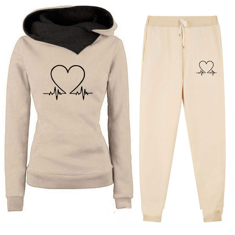 Women's Fleece-lined Hooded Sportswear Set