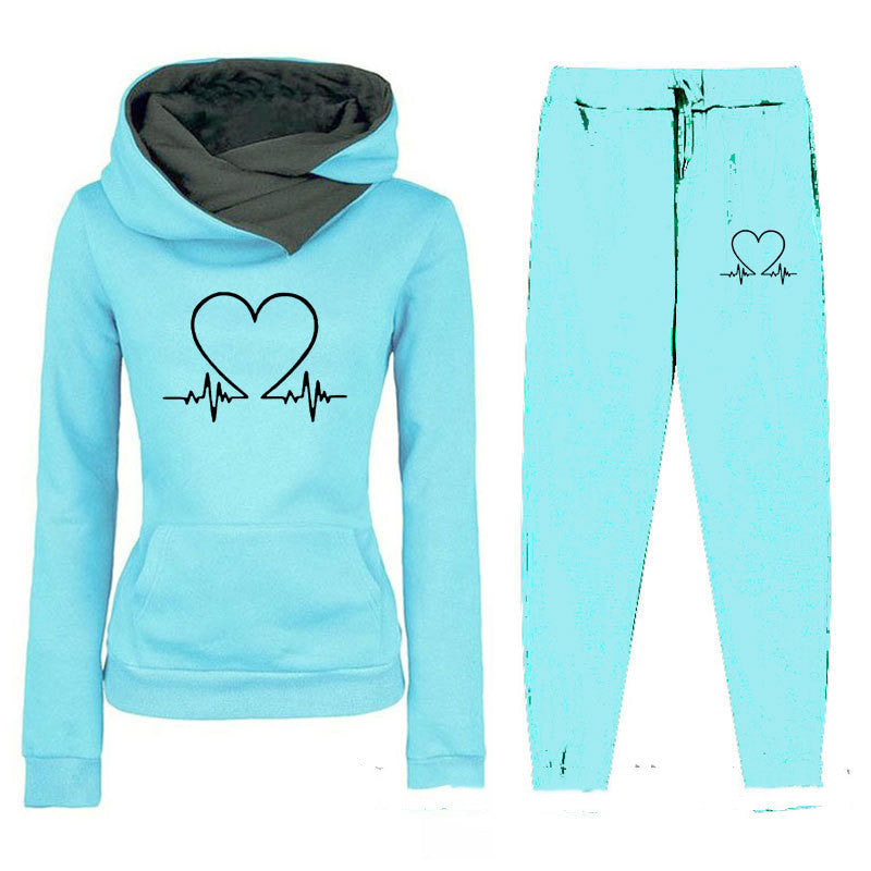 Women's Fleece-lined Hooded Sportswear Set