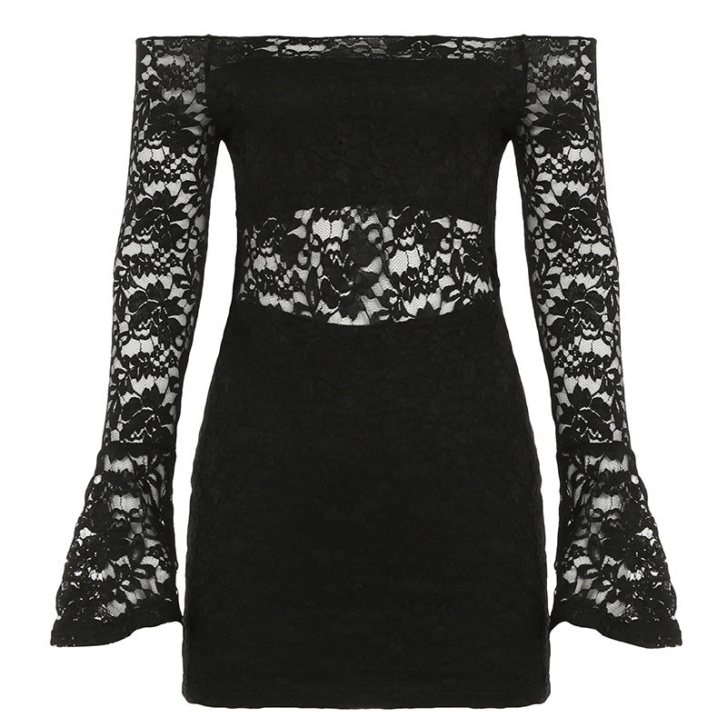 Sexy Lace Cutout Long Sleeve Off-shoulder Tight Dress