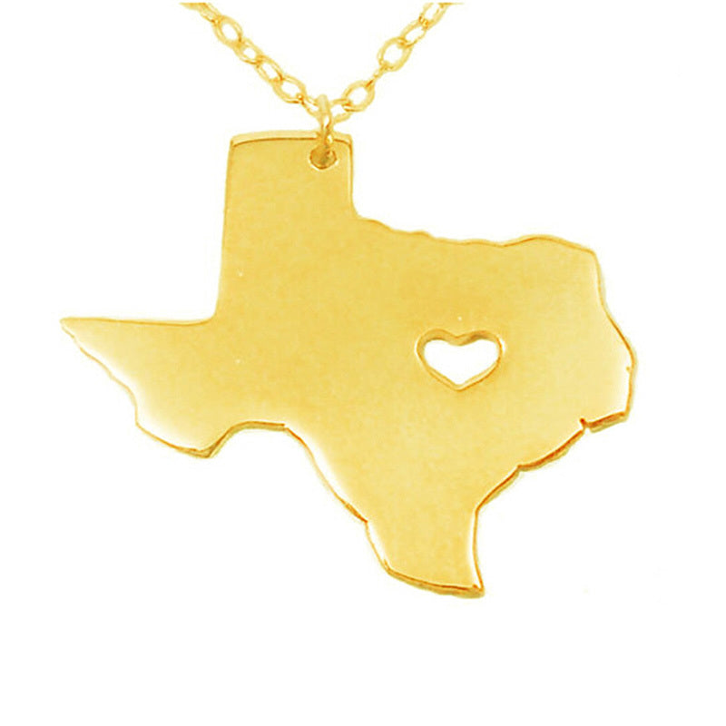 Texas State Heart Stainless Steel Necklace