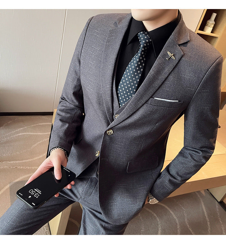 Men's Plaid Three-piece Suit