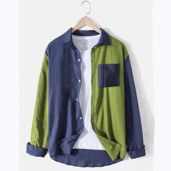 Men's Colorblock Slim Long Sleeve Shirt