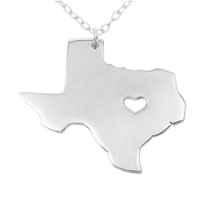 Texas State Heart Stainless Steel Necklace