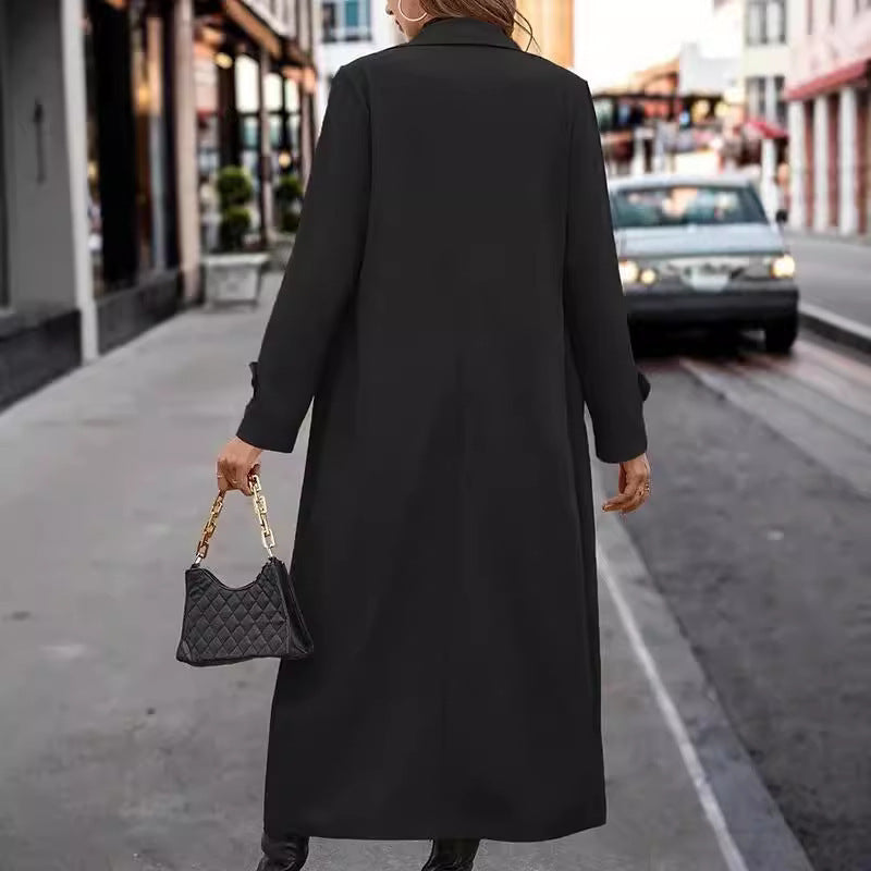 Business Casual Button Long Trench Coat