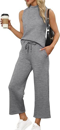 Sleeveless Top & Wide Leg Cropped Pants Set