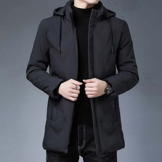 Mid-length Detachable Hood Warm Coat
