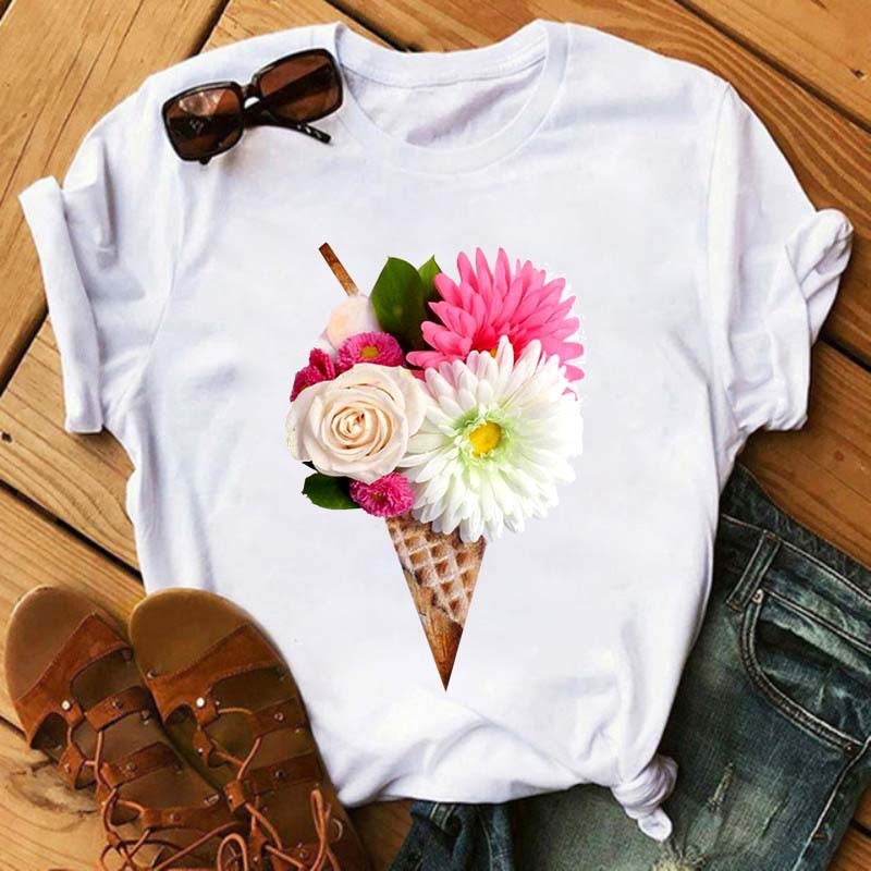 Ice Cream & Flower Designed Short Sleeve Shirts