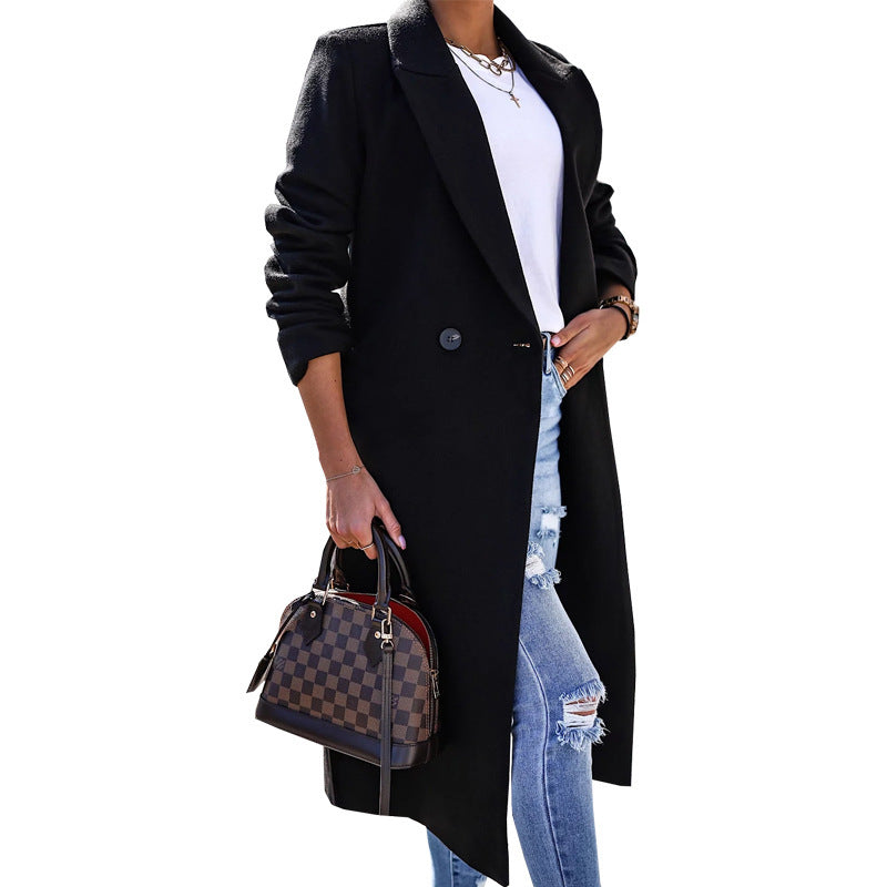 Minimalist Long Sleeve Button Split Coat
