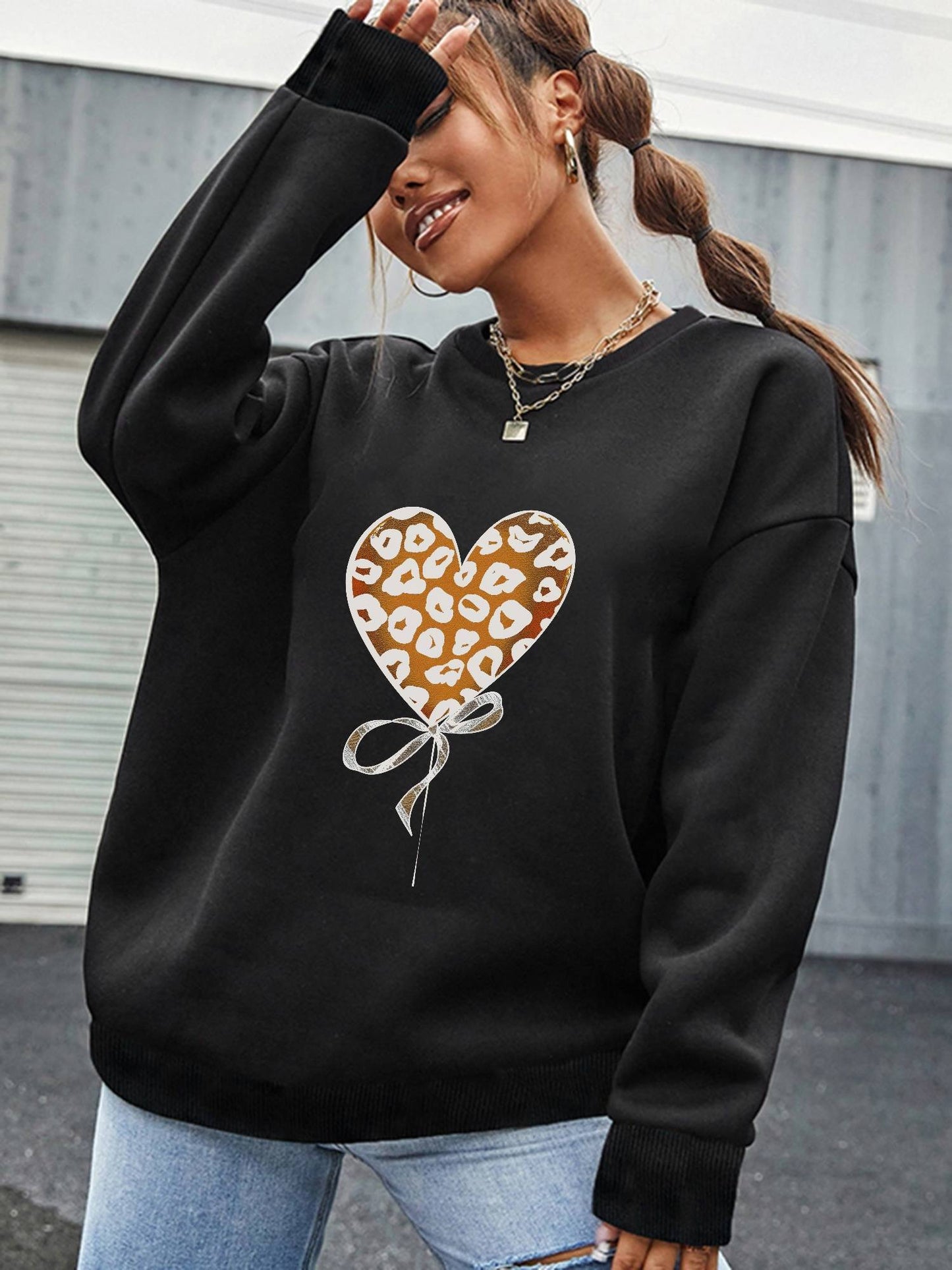 Women's Leopard Heart Top