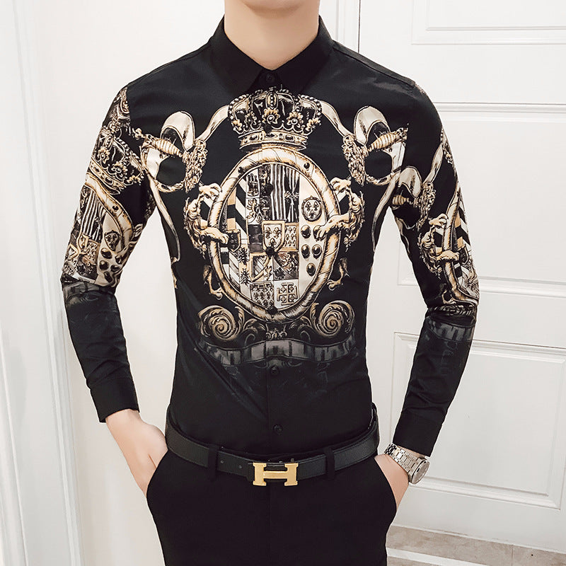 Designer Shirts Printed Men's Long-sleeved Shirts