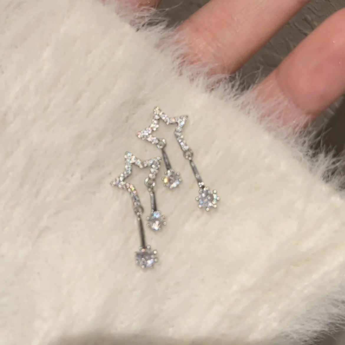 Diamond Embedded Star Stud Design Earrings