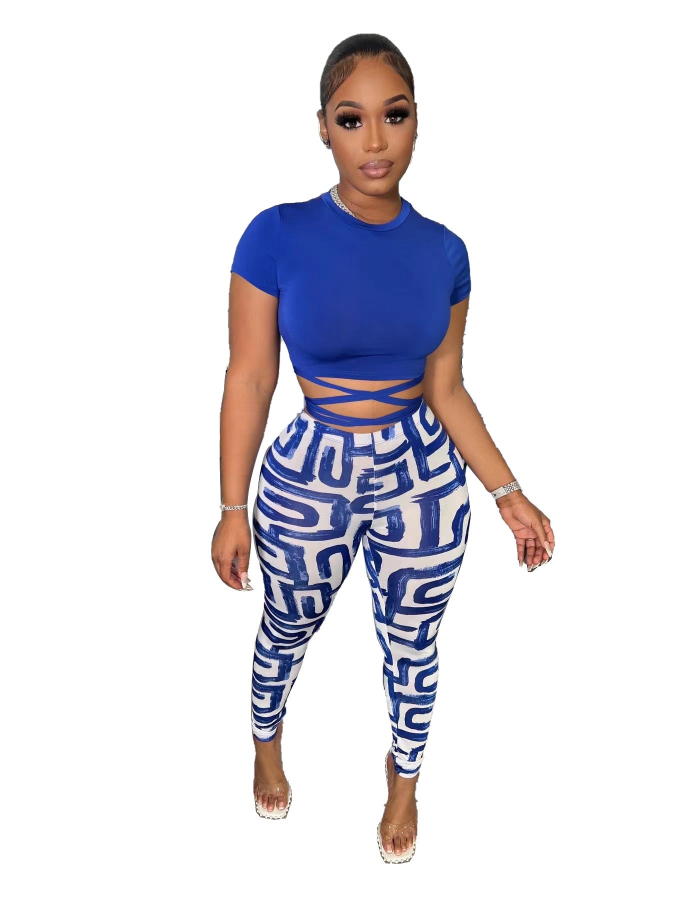Style Pants & Short Sleeve Two-piece Set