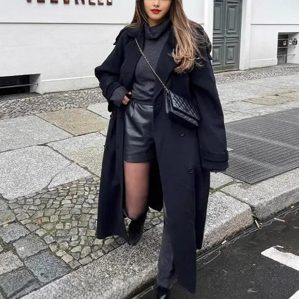 Loose Double Buckle Overcoat