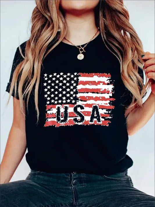 USA Flag Solid T-Shirt