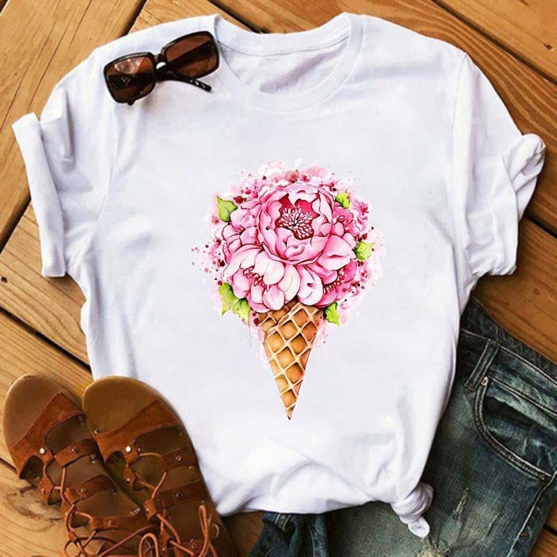 Ice Cream & Flower Designed Short Sleeve Shirts