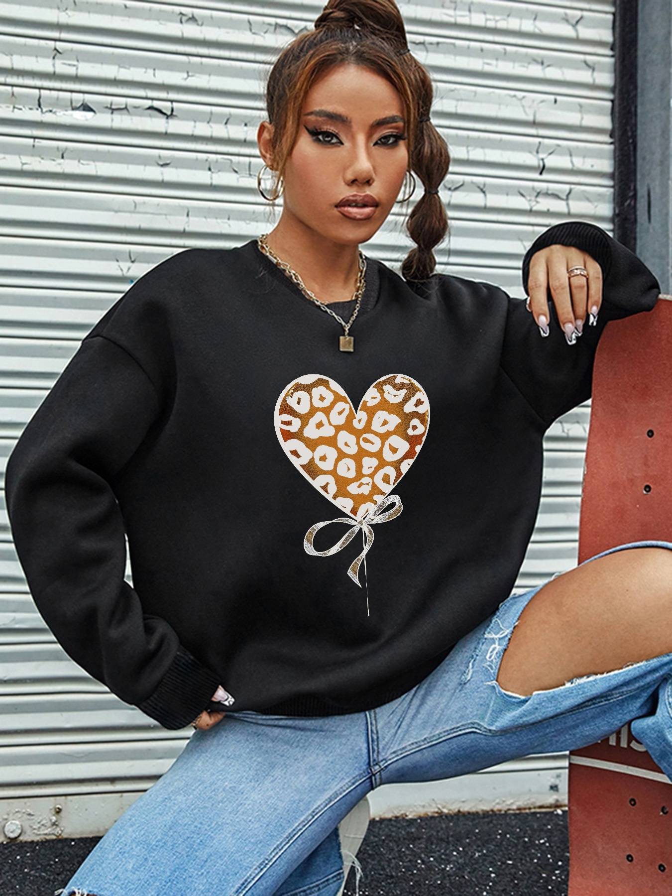 Women's Leopard Heart Top