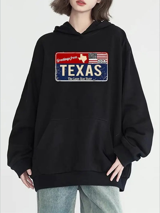 Texas Greetings License Plate Hoodie