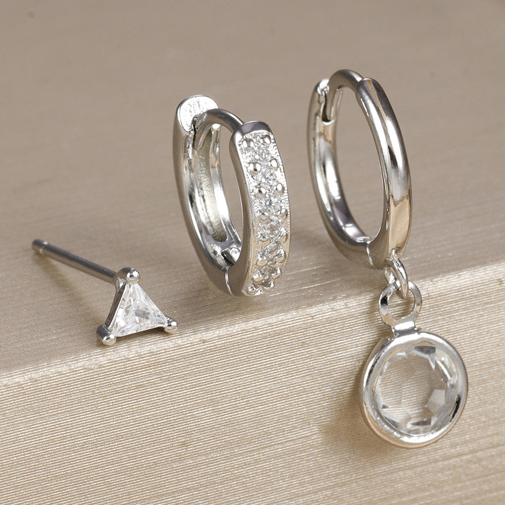 Micro Inlay Round Zircon Earrings