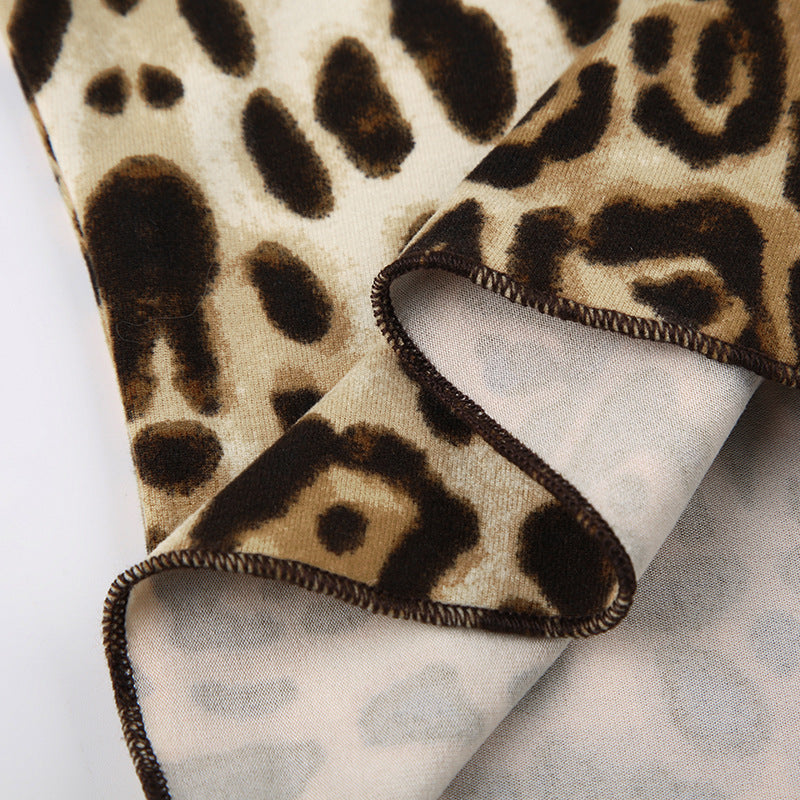 Leopard Print Lace Halter Lace-up Camisole