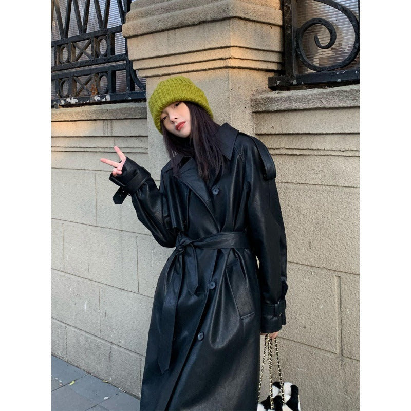 Long Black Leather Coat