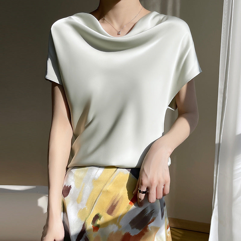 Women's Silk Satin Short Sleeve Shirt
