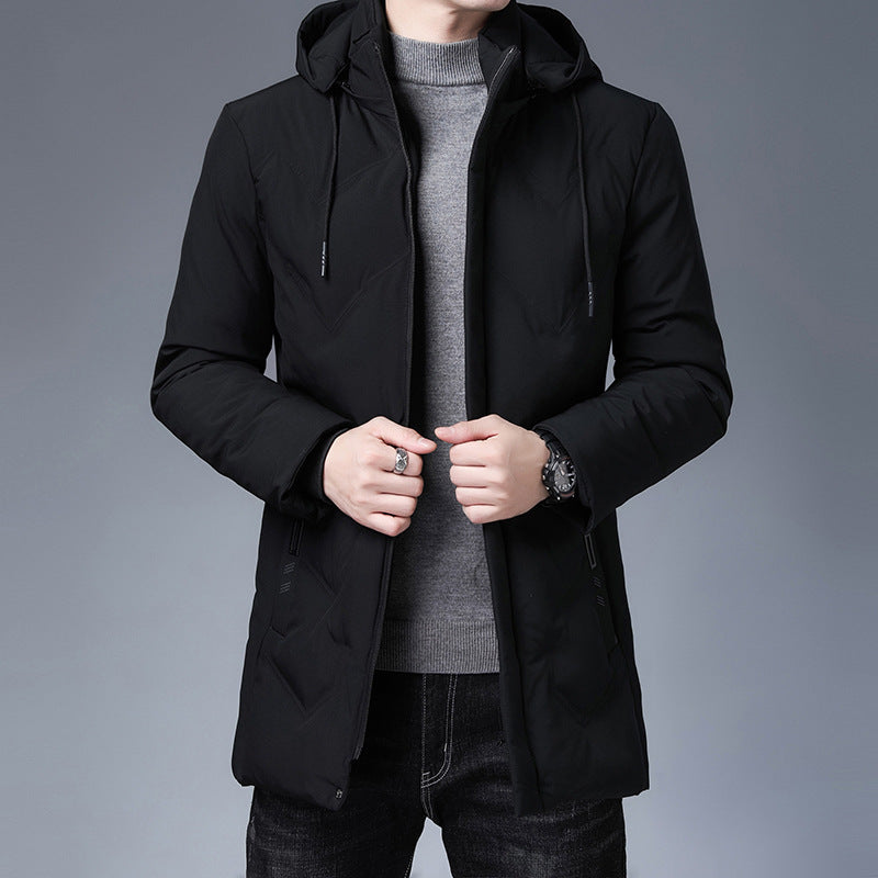 Mid-length Detachable Hood Warm Coat